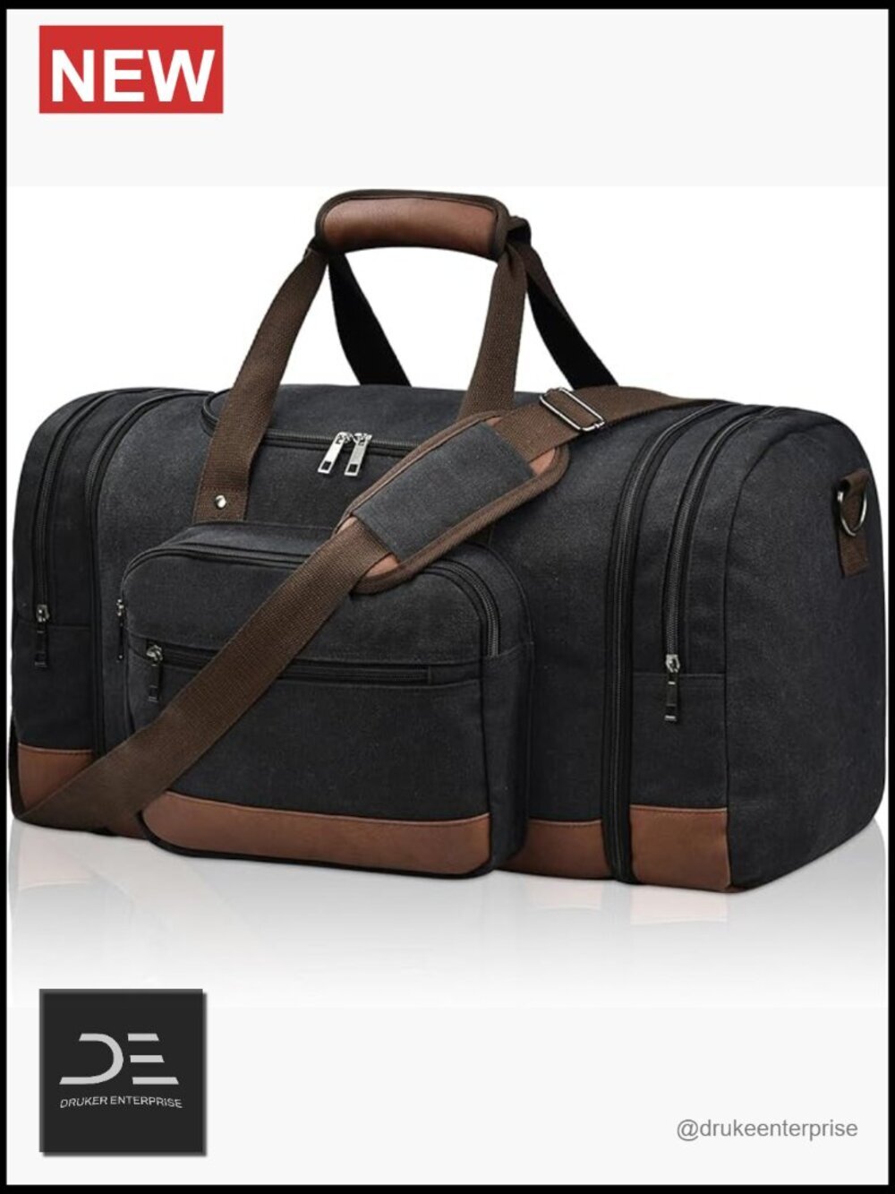 Canvas Expandable Travel Duffel Bag, 50L Carry On Weekender Gym Bag